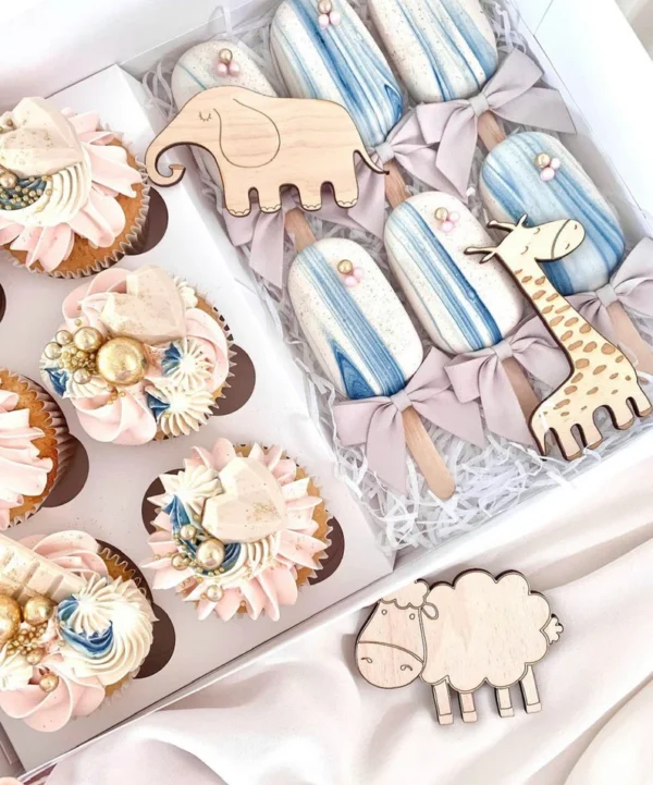 CAKE Charm Topper 10cm Personalised Name Custom Cake Name & WOODEN EMBELLISHMENTS - Image 8