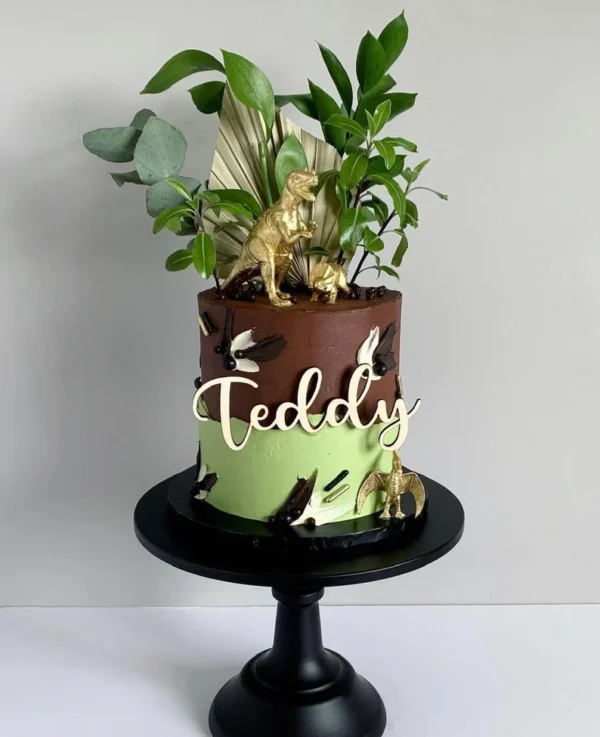 CAKE Charm Topper 10cm Personalised Name Custom Cake Name & WOODEN EMBELLISHMENTS - Image 2