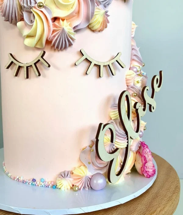 CAKE Charm Topper 10cm Personalised Name Custom Cake Name & WOODEN EMBELLISHMENTS - Image 9