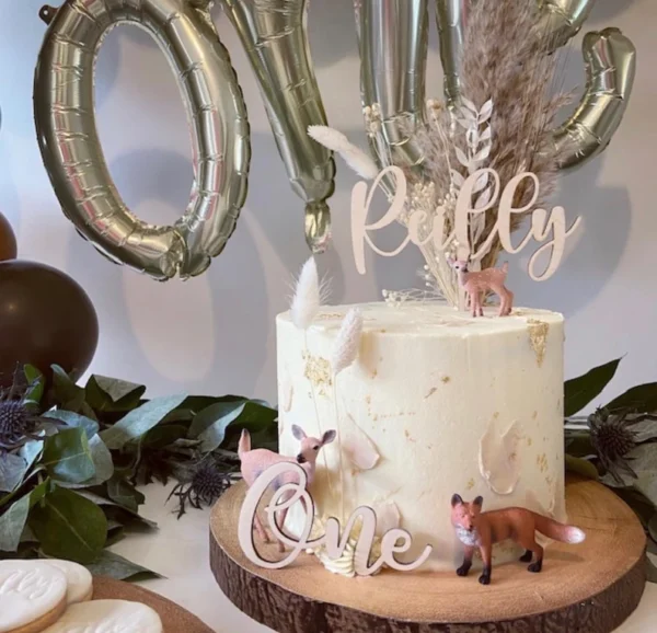 CAKE Charm Topper 10cm Personalised Name Custom Cake Name & WOODEN EMBELLISHMENTS - Image 10
