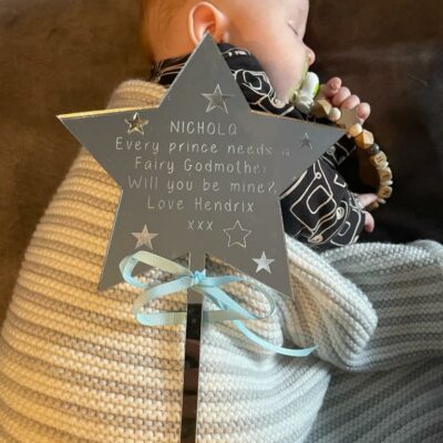 Will You Be My Fairy Godmother Mirrored Acrylic Wand