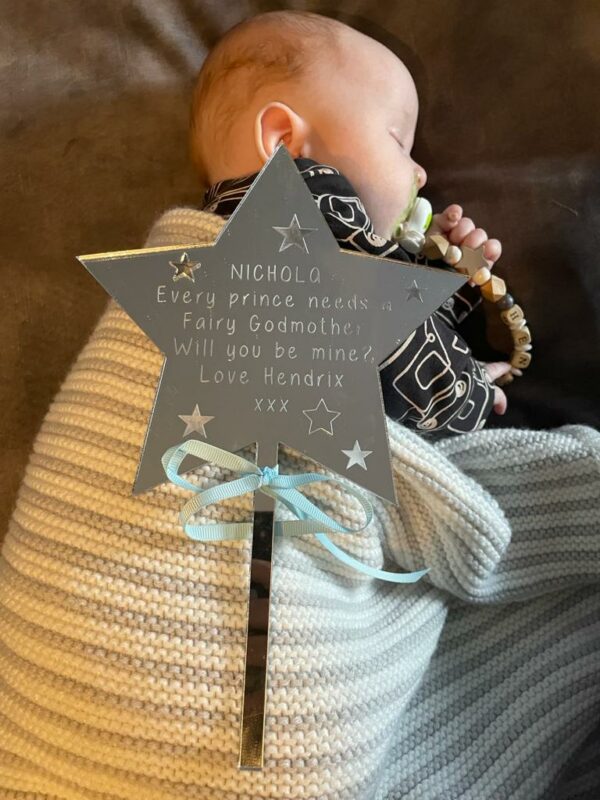 Will You Be My Fairy Godmother Mirrored Acrylic Wand