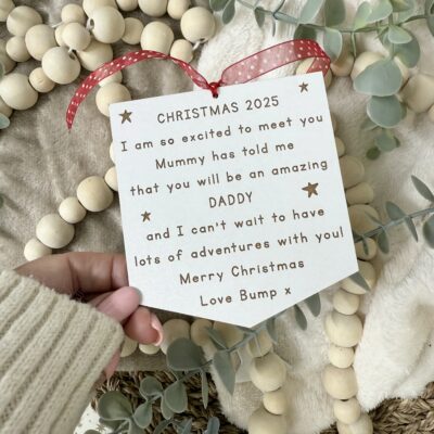 DADDY TO BE Hanging Flag Personalised Christmas Decoration (PR) 3