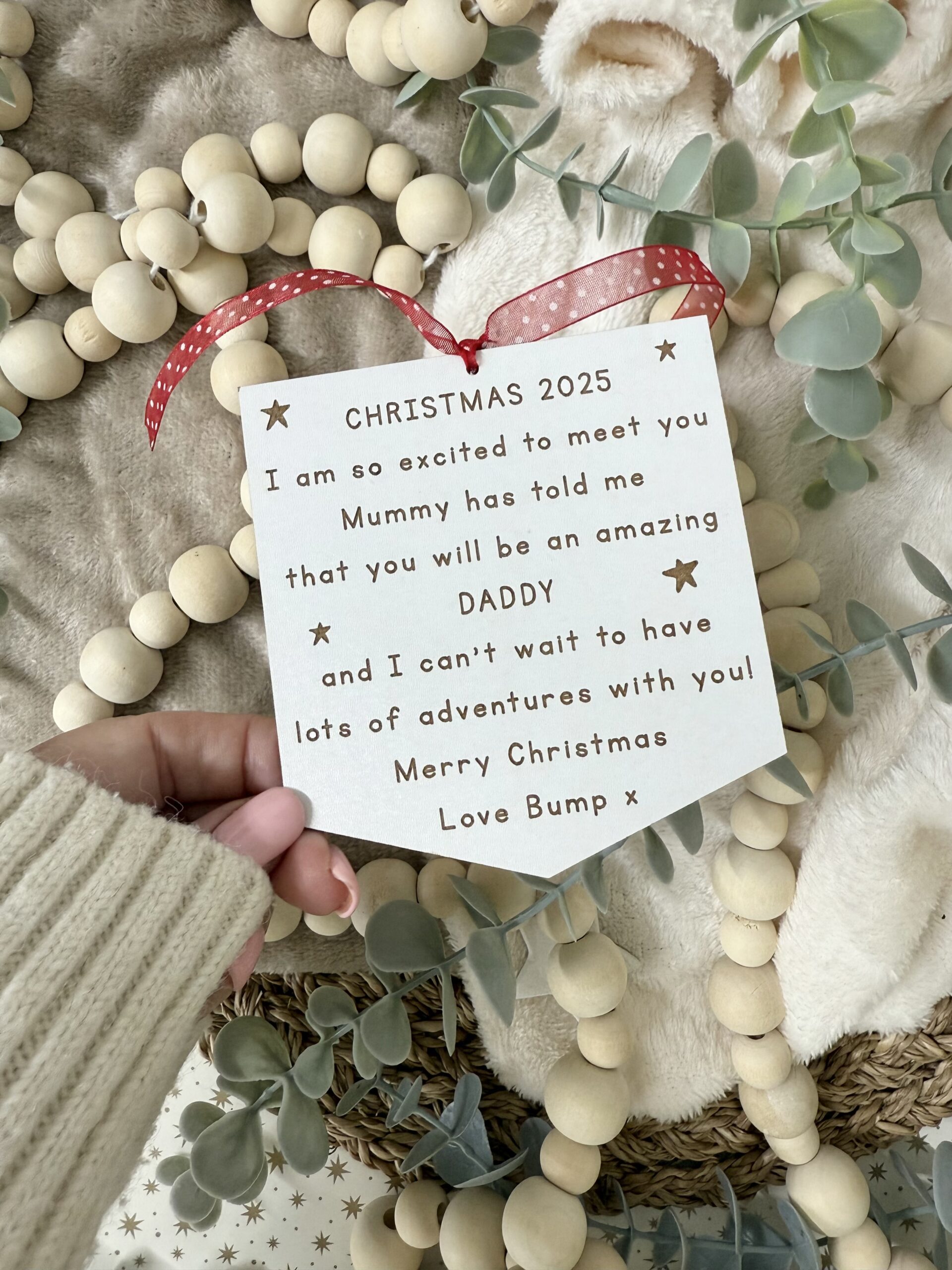 DADDY TO BE Hanging Flag Personalised Christmas Decoration (PR) 3