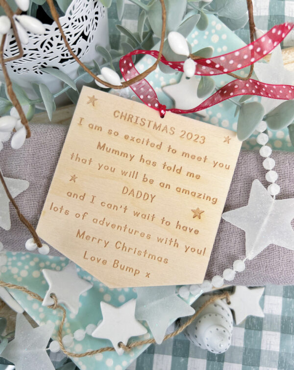 DADDY TO BE Hanging Flag Personalised Christmas 2024 Decoration