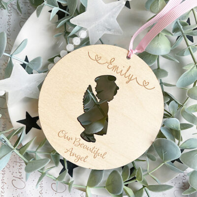 Our Beautiful Angel (Girl) Hanging Wooden Bauble Decoration
