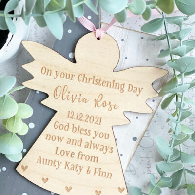 On Your Christening Day Hanging Angel Decoration
