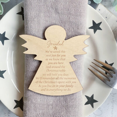 You Can't Be With Us At Christmas Personalised Angel Place Names