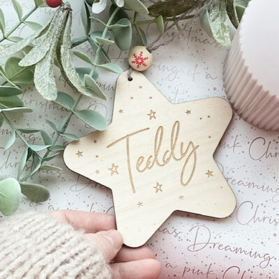 Personalised Name Wooden Hanging STAR