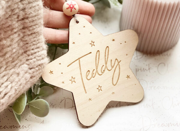 Personalised Name Wooden Hanging STAR - Image 2