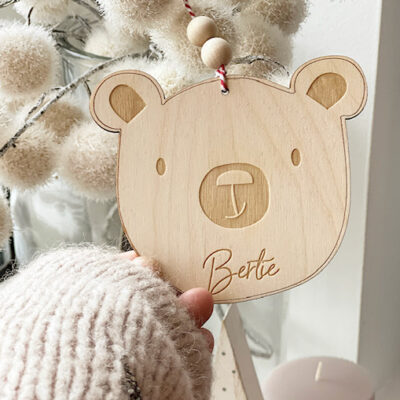 Personalised Name Wooden Hanging BEAR