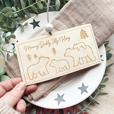 Our Family BEAR Wooden Decoration