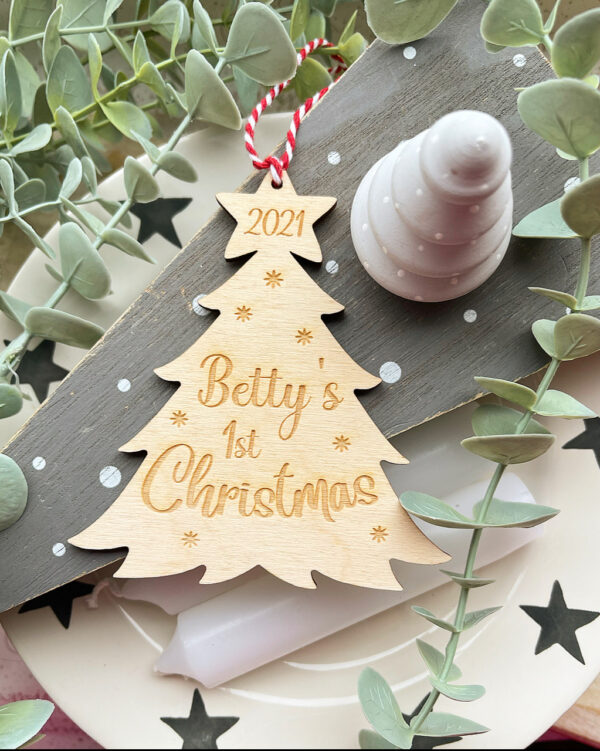Personalised FIRST CHRISTMAS 2023 Hanging NAME Christmas Tree Decoration