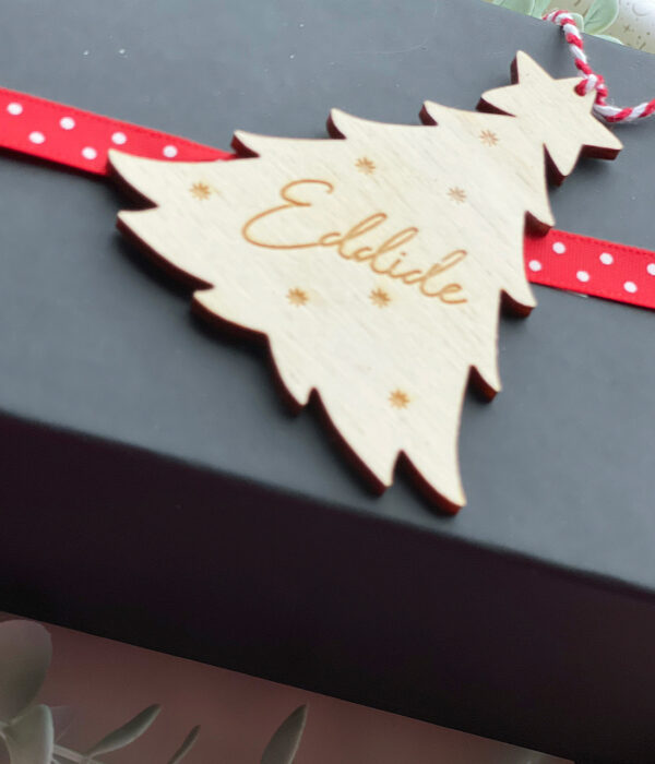 GIFT TAG Personalised NAME Wooden Christmas Tree - Image 2