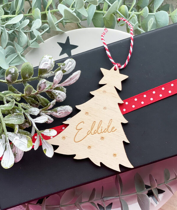 GIFT TAG Personalised NAME Wooden Christmas Tree