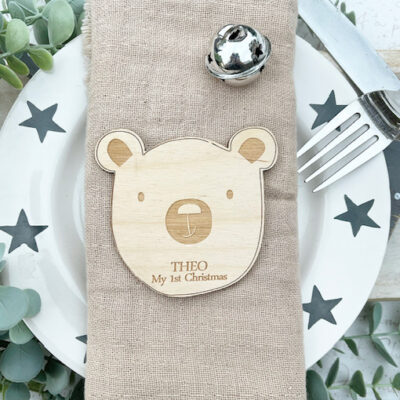 Christmas Table BABY BEAR 1st CHRISTMAS Personalised Place Names