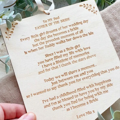 FATHER Of The BRIDE Hanging Wooden Sign Plaque