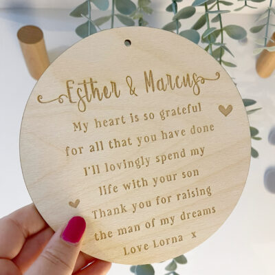 Parents Of The Groom Plaque - Gift For Grooms Mother