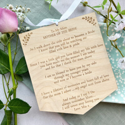 MOTHER Of The BRIDE Hanging Wooden Sign Plaque