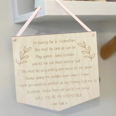 A Letter To My Godmother Hanging Plaque - Will You Be My Godmother