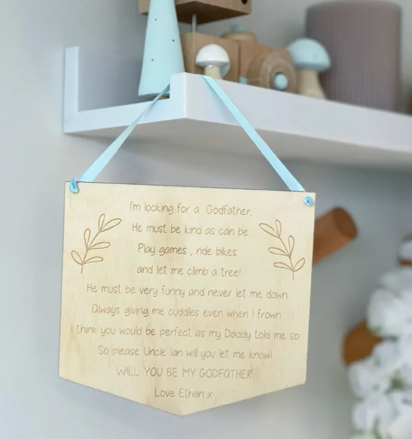 A Letter To My Godfather Hanging Plaque - Will You Be My Godfather