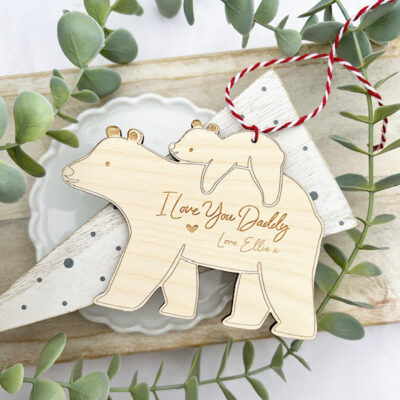 I Love You Daddy Personalised Daddy Bear & Baby Bear Decoration