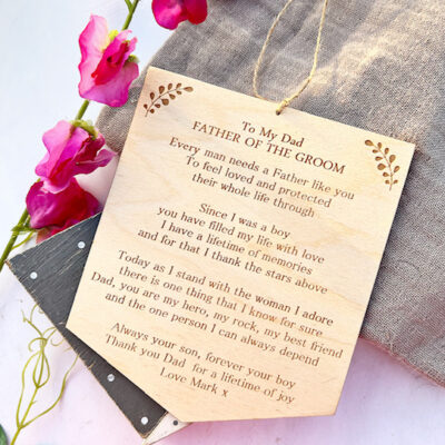 FATHER Of The GROOM Hanging Wooden Sign Plaque
