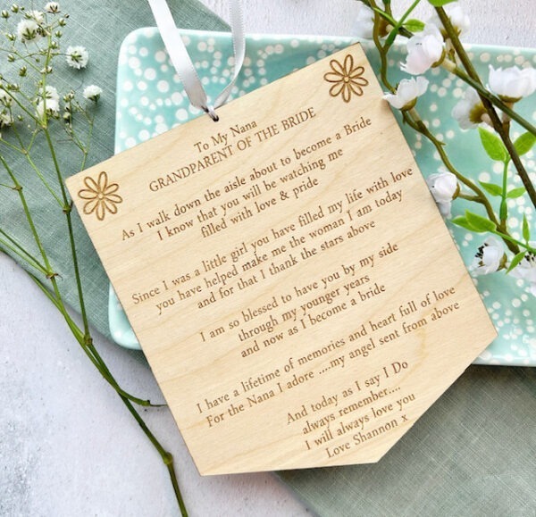 GRANDPARENT Of The BRIDE Sign Plaque