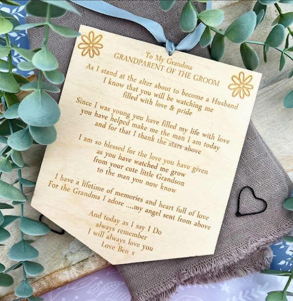 GRANDPARENT Of The GROOM Wooden Sign Plaque