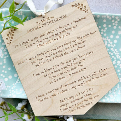 MOTHER Of The GROOM Hanging Wooden Sign Plaque