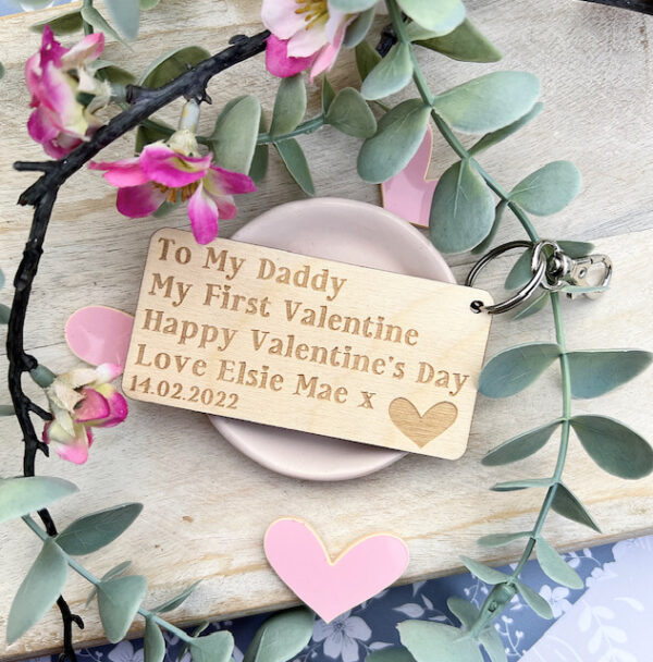 My Daddy My First Valentine Personalised Keyring