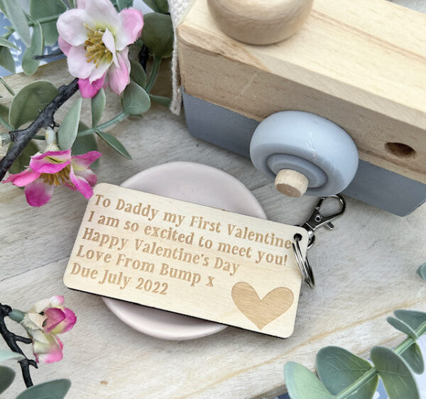 DADDY TO BE My First Valentine -  Baby Bump Valentine's Keyring - Image 2