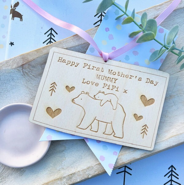 Happy 1st Mother's Day Mummy BEAR Wooden Plaque