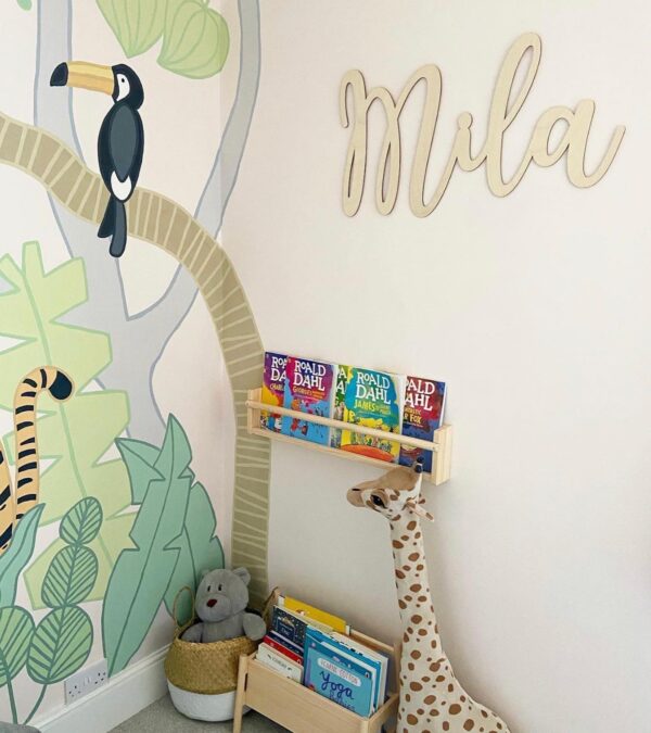 Wooden Name Sign 600mm in SWIRLY Font - Image 2