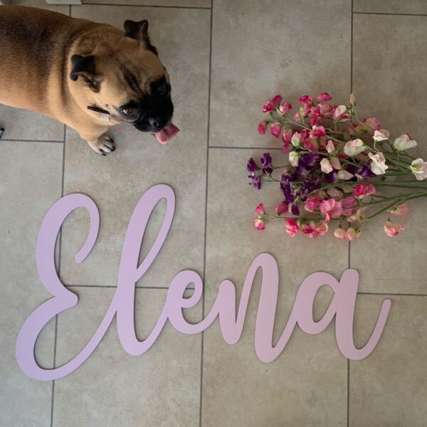 Wooden Name Sign 600mm in SWIRLY Font - Image 9