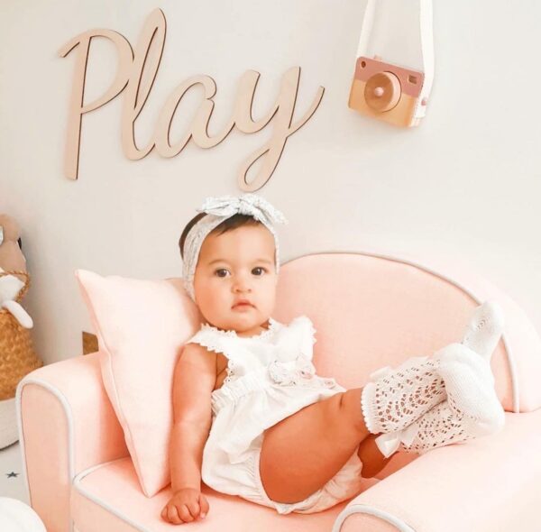 PLAY Large 60cm Calligraphy Wooden Sign - Nursery Sign