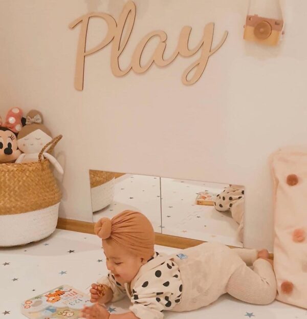 PLAY Large 60cm Calligraphy Wooden Sign - Nursery Sign - Image 2