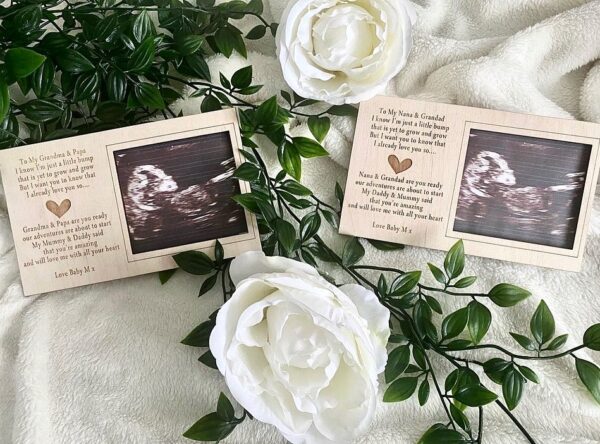 GRANDPARENT To Be I'm Just A Little Bump Magnet Scan Frame