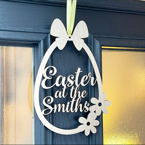 EASTER Personalised Wooden Hanging Wreath Sign - Image 5