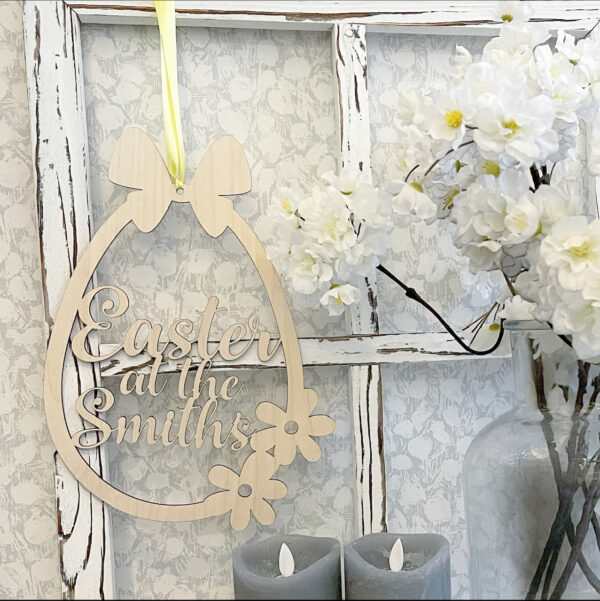 EASTER Personalised Wooden Hanging Wreath Sign - Image 7