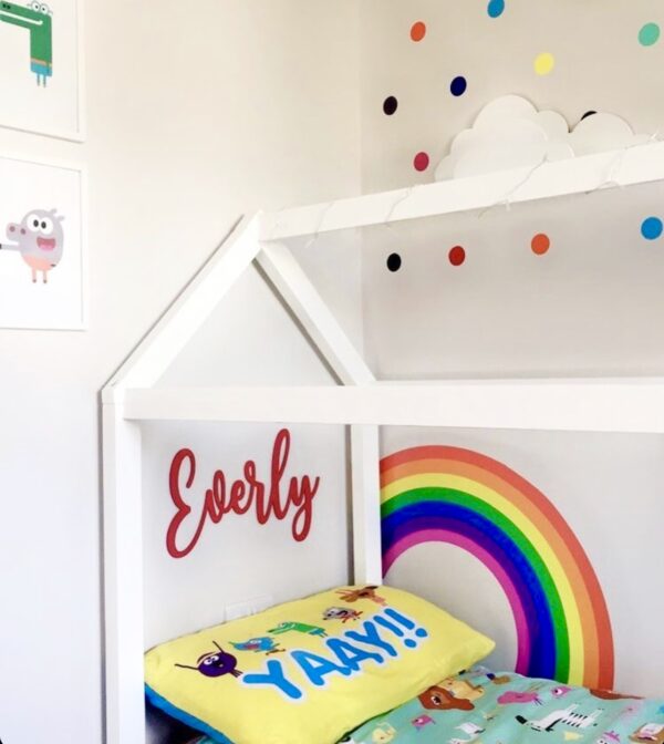 Wooden Name Sign 600mm in SWIRLY Font