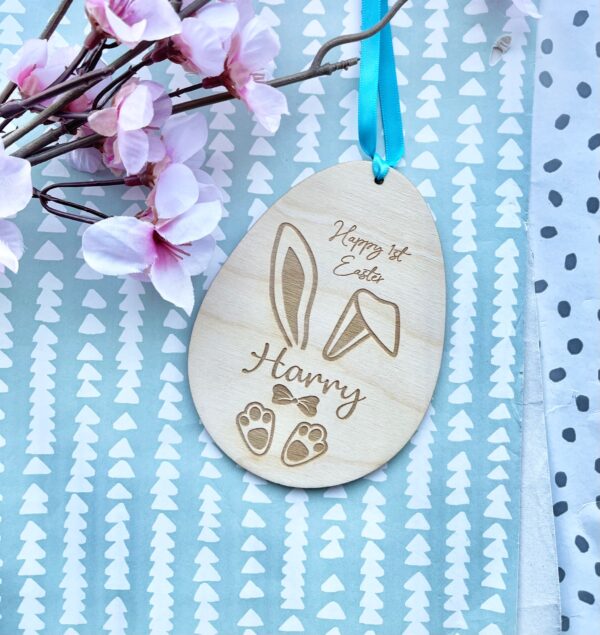 Easter Bunny Personalised Hanging Egg Decoration