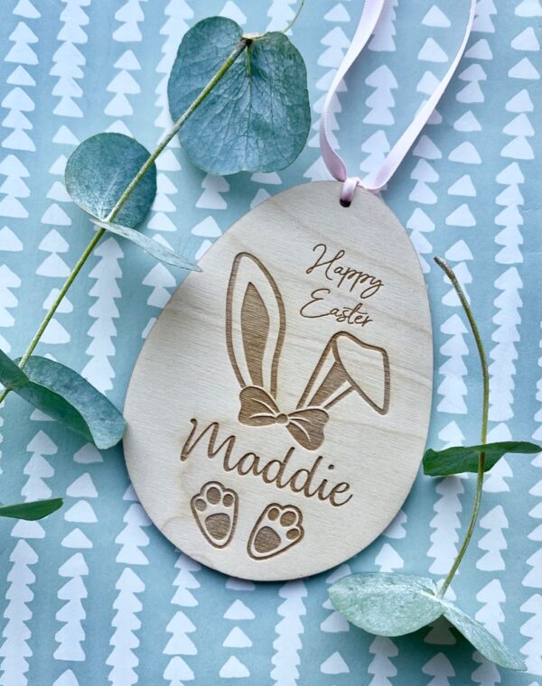 Easter Bunny Personalised Hanging Egg Decoration