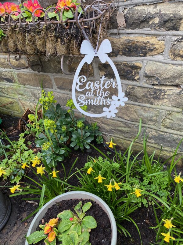 EASTER Personalised Wooden Hanging Wreath Sign - Image 6