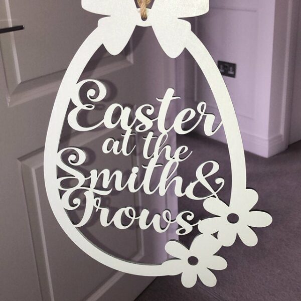 EASTER Personalised Wooden Hanging Wreath Sign - Image 3