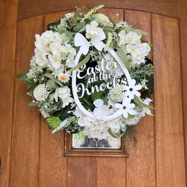 EASTER Personalised Wooden Hanging Wreath Sign - Image 2