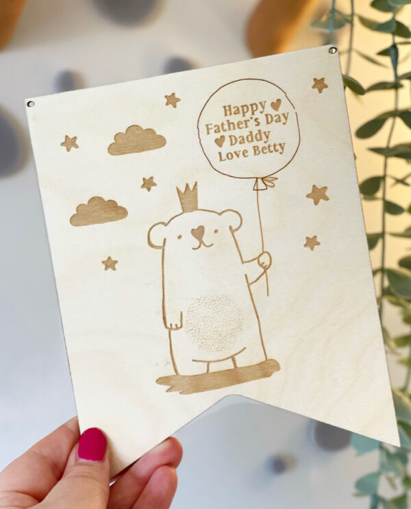 Father's Day BEAR & BALLOON Personalised Plaque - Image 2