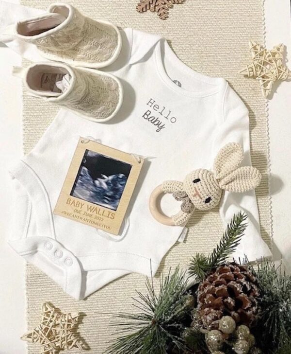 We Can't Wait To Meet You Hanging Frame Scan Decoration