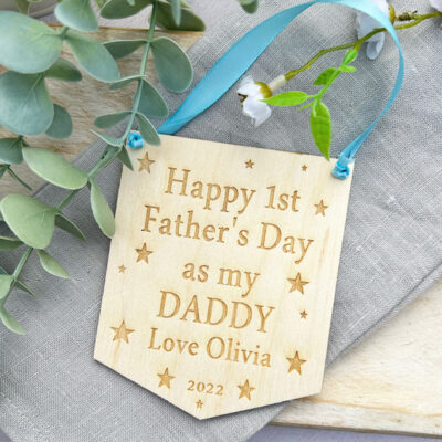 Happy 1st Father's Day As My Daddy Wooden Plaque