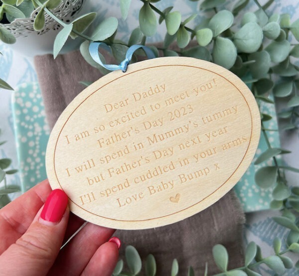 I Am So Excited To Meet You Daddy On Fathers Day Sign - Image 2